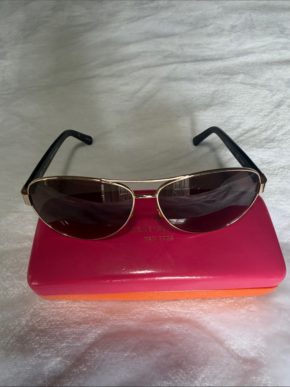 Kate Spade Dalia 2 Gold Aviator Polarized Sunglasses w/ Gradient Brown Lenses - Picture 7 of 11